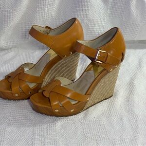 Michael Kors Women's Somerly Wedge Shoes Peanut, Size:‎ 10M Strap Jetset 6